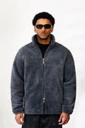 VANDOR & CO. Double Zip Sherpa Fleece Jacket – Charcoal Grey