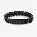 VANDOR & CO Braided Leather Bracelet – Black Steel